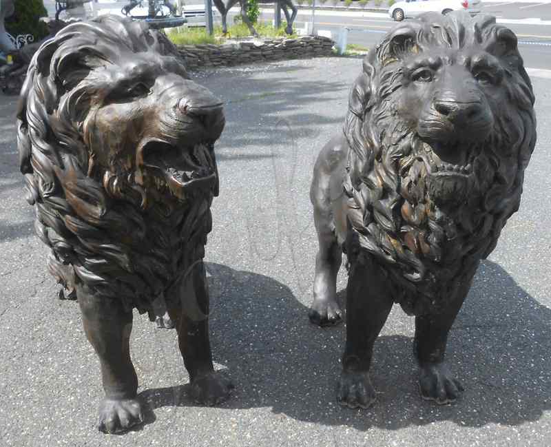 Standing Life size bronze Lion Statue BOKK-659 - Bronze Lion Statues - 1