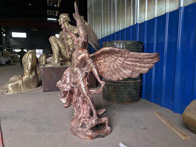 Buy Large Outdoor Bronze Saint Michael Archangel Slaying Demon Statue BOKK-633 - Bronze Angel Sculpture - 2