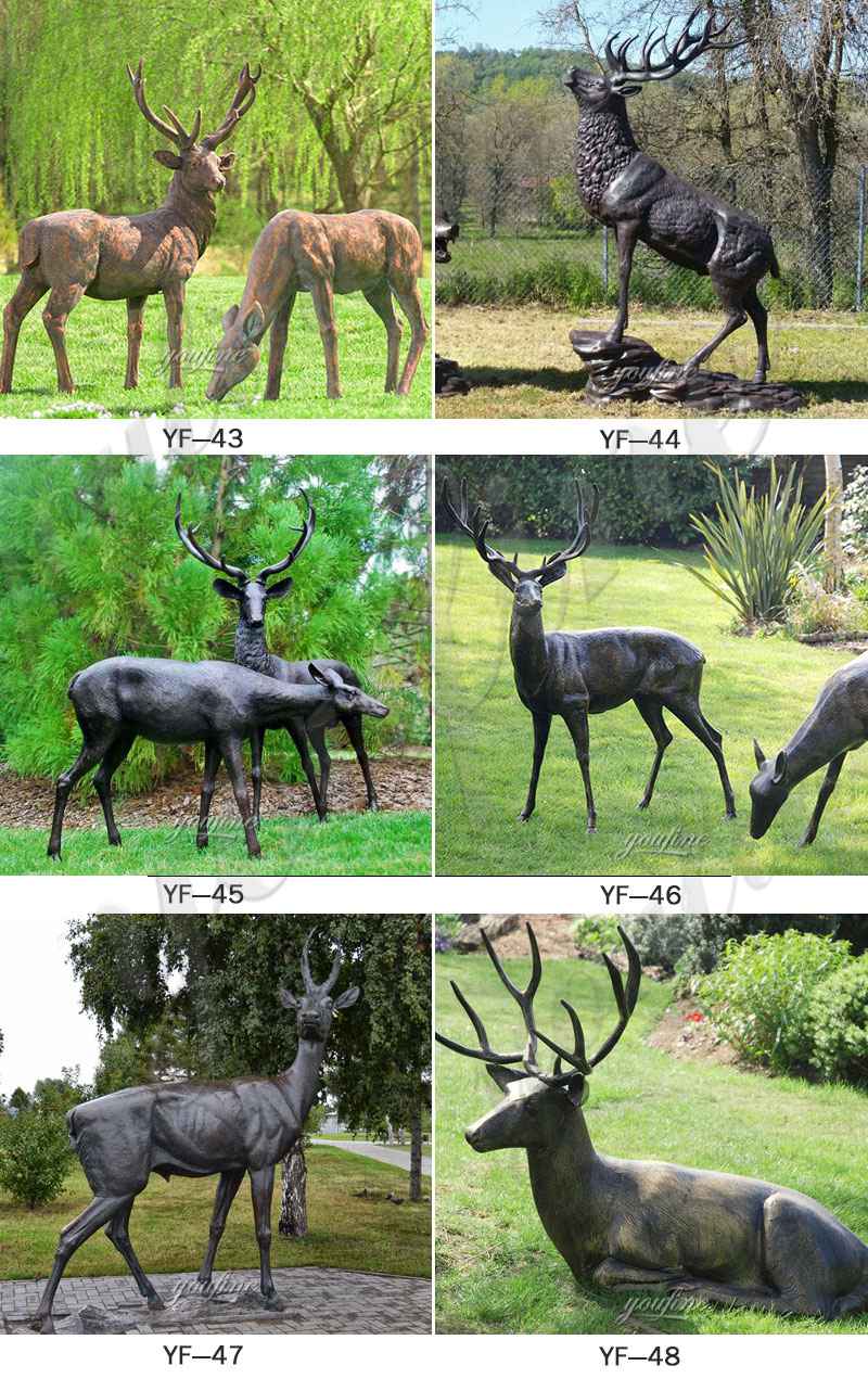 Life Size Bronze Doe and Little Deer Garden Ornament Sculpture for Sale BOKK-286 - Bronze Animal Sculpture - 4