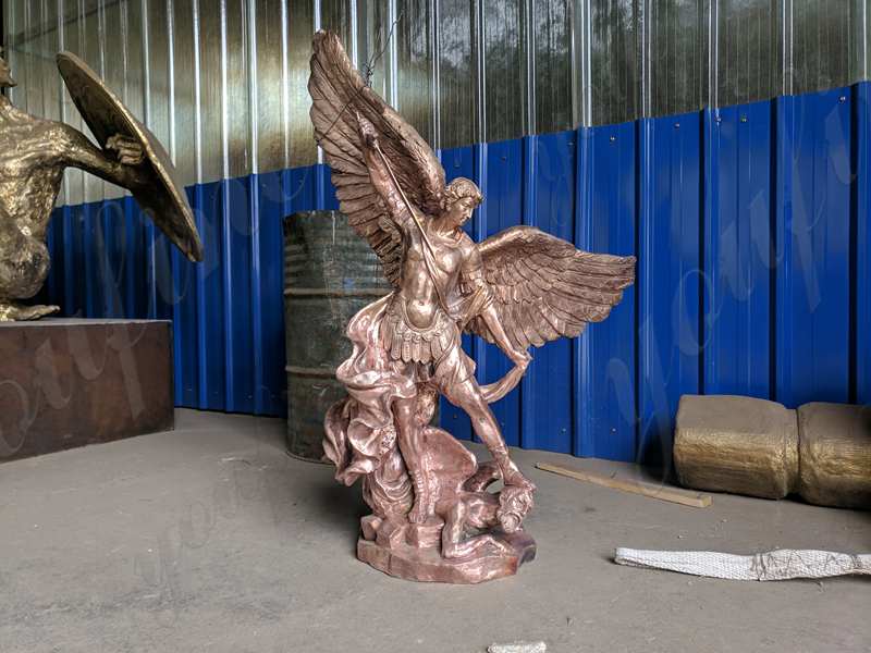 Buy Large Outdoor Bronze Saint Michael Archangel Slaying Demon Statue BOKK-633 - Bronze Angel Sculpture - 1