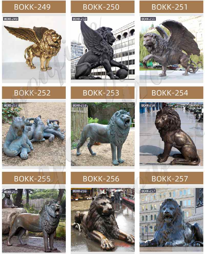 Standing Life size bronze Lion Statue BOKK-659 - Bronze Lion Statues - 5