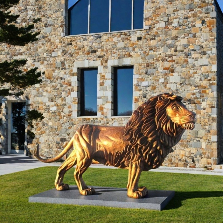 Bronze Gold Lion Garden Ornaments
