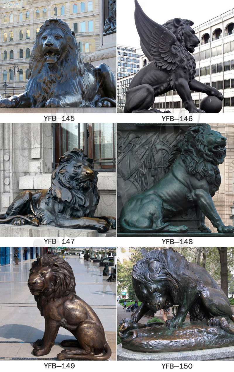 Large Bronze Walking Winged Lion Statue BOKK-251 - Bronze Lion Statues - 8