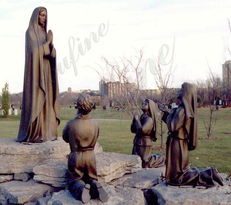 Outdoor Religious Bronze Fatima and Three Children Statues BOKK-606 - Bronze Mary Statue - 1