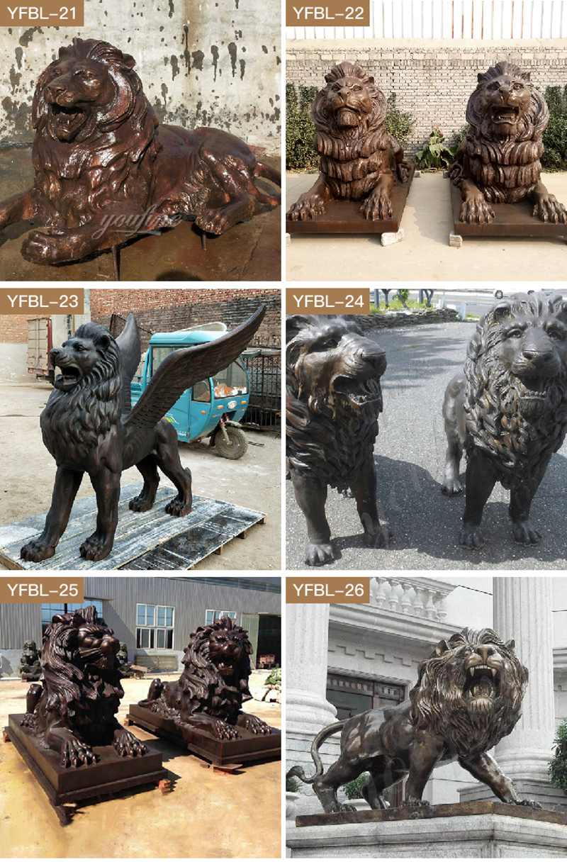Western Bronze Guard Lion Sculpture for Home Decor Wholesale
