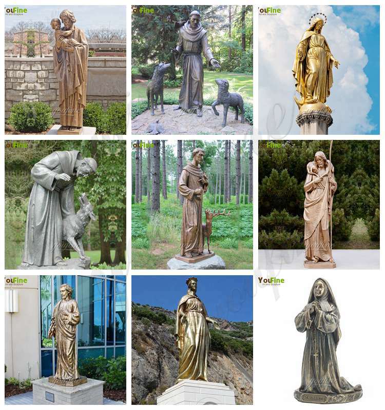 Outdoor Religious Bronze Fatima and Three Children Statues BOKK-606 - Bronze Mary Statue - 4