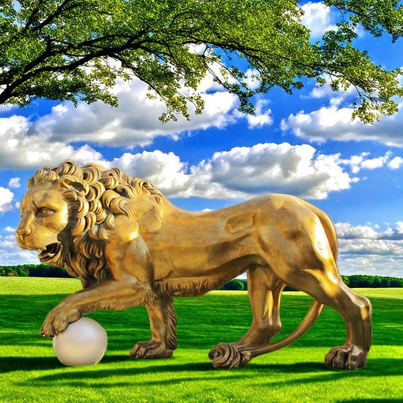 large gold lion statue