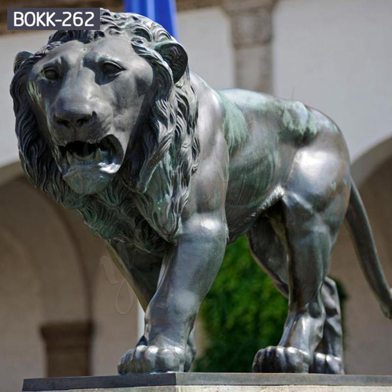Antique Bronze Guardian Walking Lion Statue for Sale