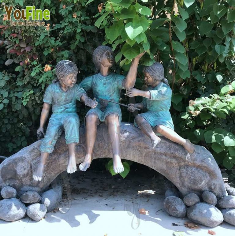 Bronze Children Garden Statue for Garden Decor on sale