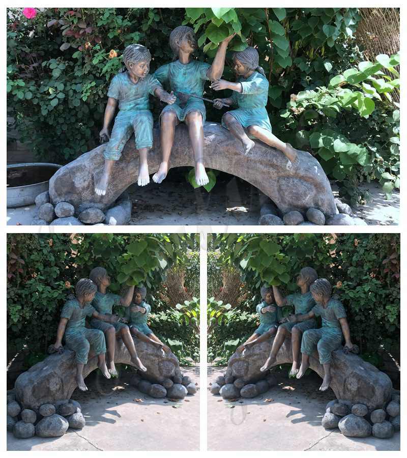 Bronze Children Garden Statue for Garden Decor BOKK-787 - Bronze Children Sculpture - 1