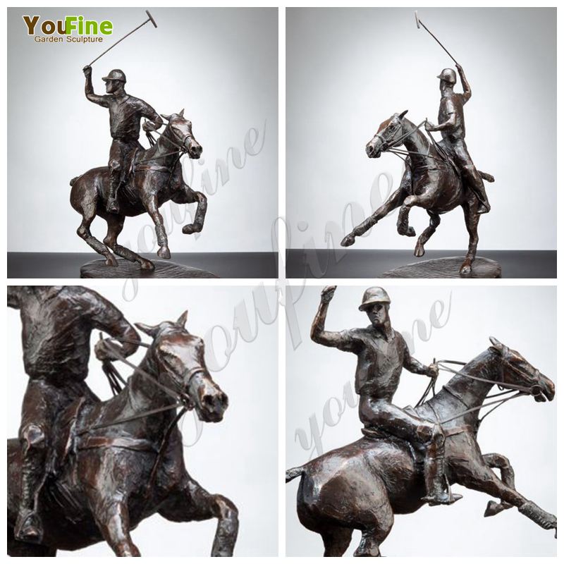 Life Size Bronze Polo Player on Horse Statue for Sale BOKK-786 - Bronze Animal Sculpture - 1