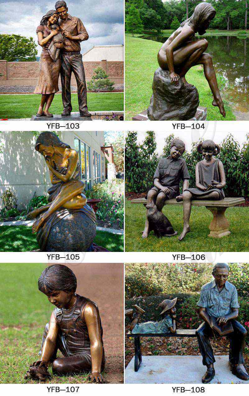 Bronze Children Garden Statue for Garden Decor BOKK-787 - Bronze Children Sculpture - 7