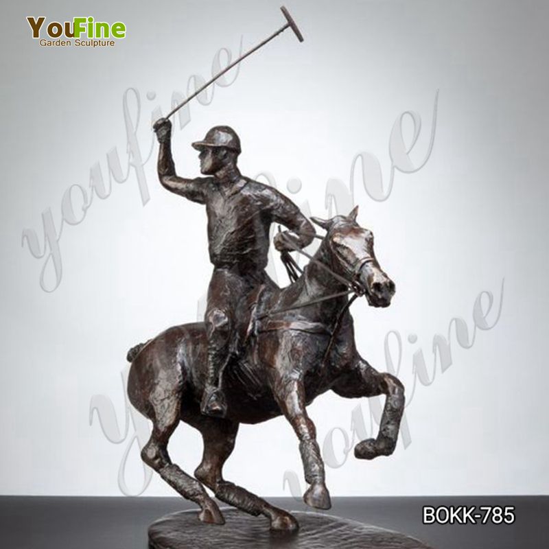 Life Size Bronze Polo Player on Horse Statue for Sale