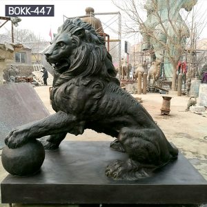 Outdoor Guardian Bronze Lion with Ball Statue for Sale BOKK-447