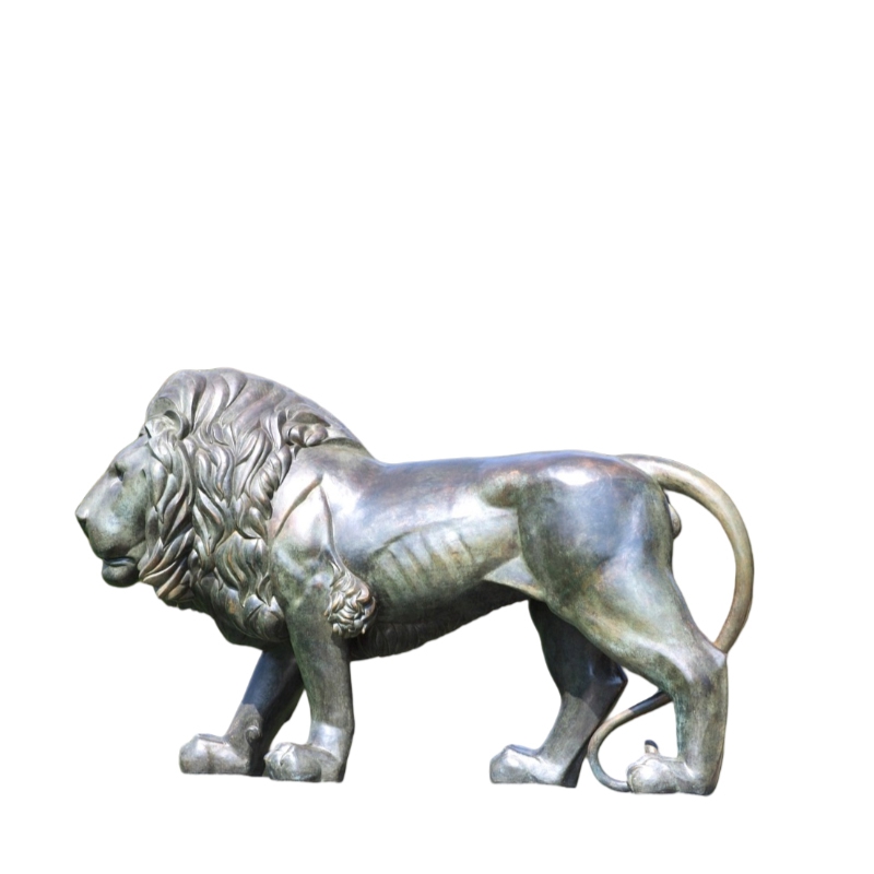 Walking Bronze Lion Statue