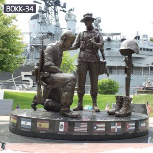 Bronze Memorial Soldier Statue for Outdoor Garden Decor Supplier BOKK-34