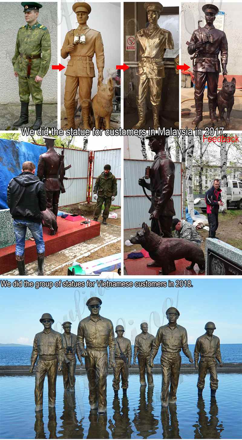 Bronze Memorial Soldier Statue for Outdoor Garden Decor Supplier BOKK-34 - Bronze Military Statues - 2