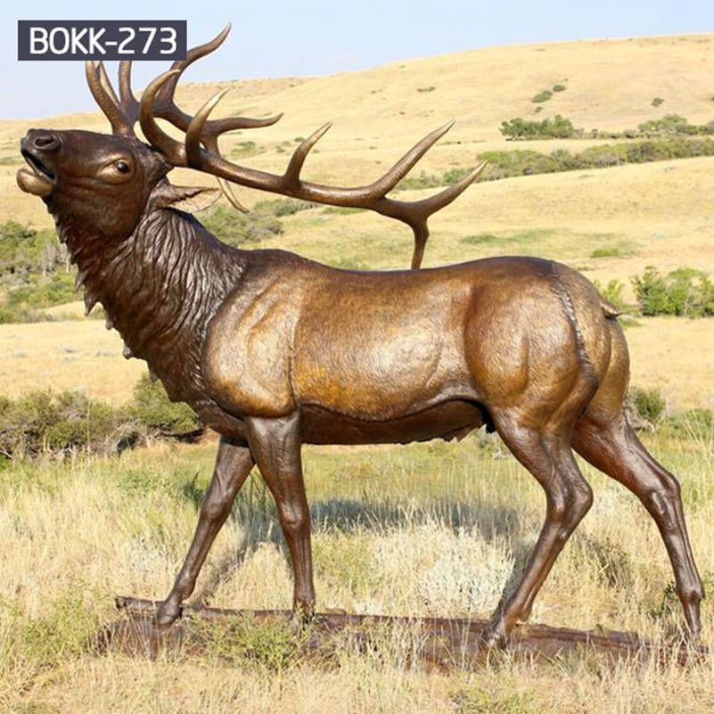 Buy Full Size Bronze Elk Statue for Garden Decor Supplier