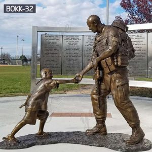 Custom Made Sgt. Dan Brown Bronze Soldier Statue with Children Supplier BOKK-32