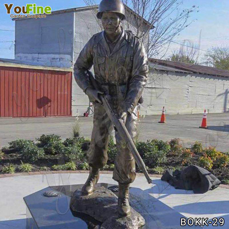 Life Size Bronze Standing Soldier Gun Memorial Statue Supplier
