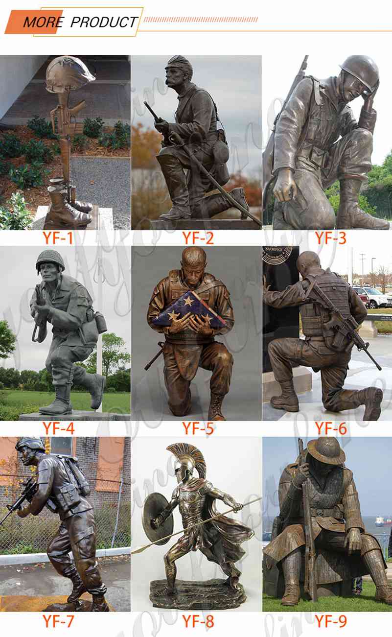 Custom Made Sgt. Dan Brown Bronze Soldier Statue with Children Supplier BOKK-32 - Bronze Military Statues - 4