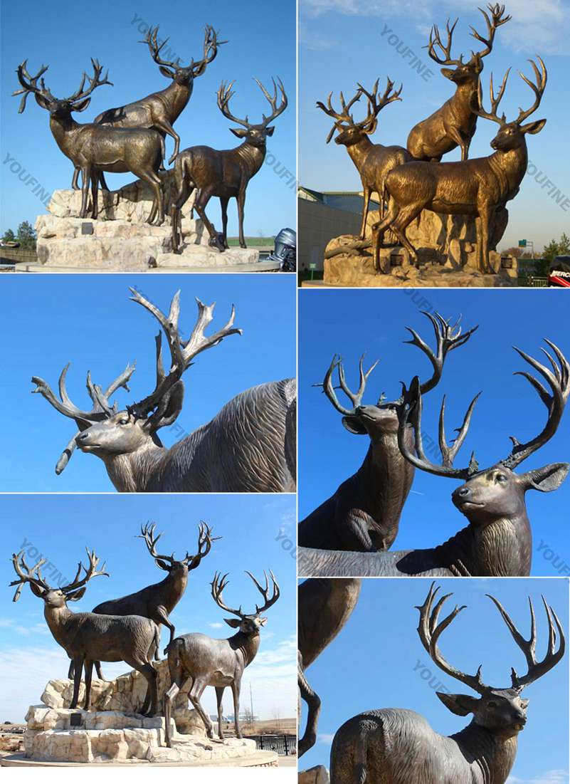 Buy Full Size Bronze Elk Statue for Garden Decor Supplier BOKK-273 - Bronze Deer Sculpture - 19