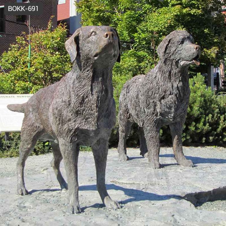 Antique Black Bronze Newfoundland Dog Statue Manufacturers