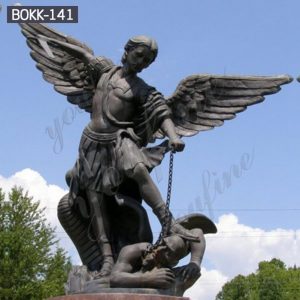 Antique Bronze Archangel Michael Statue Slaying Demon for Sale BOKK-141