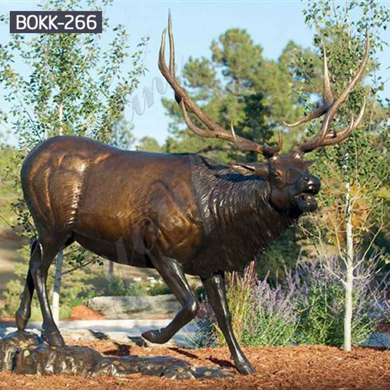 Antique Bronze Metal Elk Outdoor Deer Statue on Sale