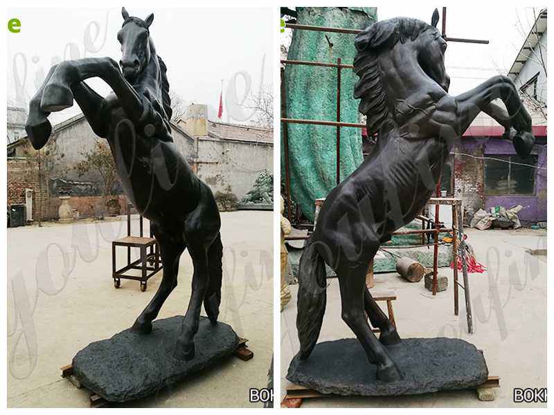 Outdoor Bronze Black Metal Horse Sculpture with Cheap Price BOKK-827 - Bronze Animal Sculpture - 1