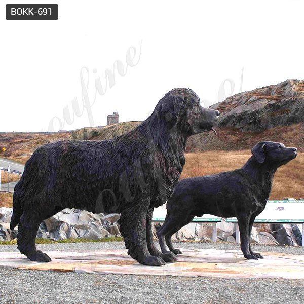 Black Bronze Newfoundland Dog Statue