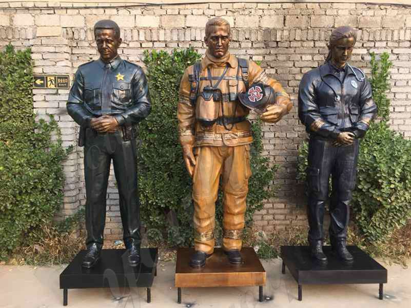 Custom Life Size Bronze Officer Firefighter EMS Statues from Factory Supply BOKK-821 - Bronze Figure Sculpture - 2