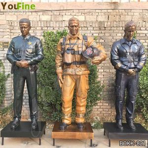 Custom Life Size Bronze Officer Firefighter EMS Statues from Factory Supply BOKK-821