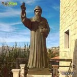 Large Catholic St. Charbel Bronze Garden Statue for Sale