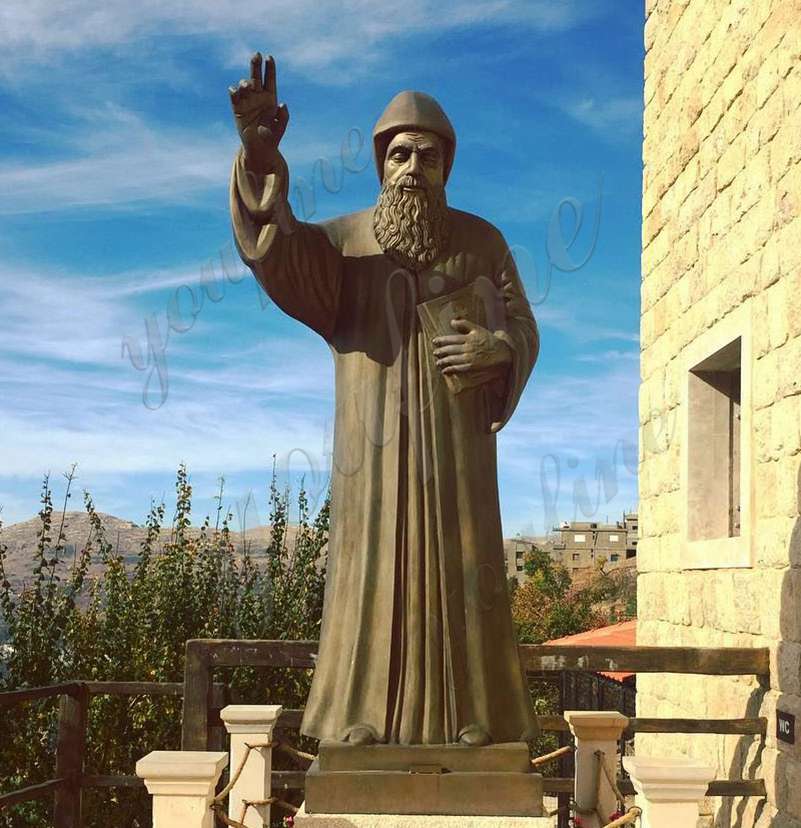 Large Catholic St. Charbel Bronze Garden Statue for Sale BOKK-611 - Bronze Religious Sculpture - 1