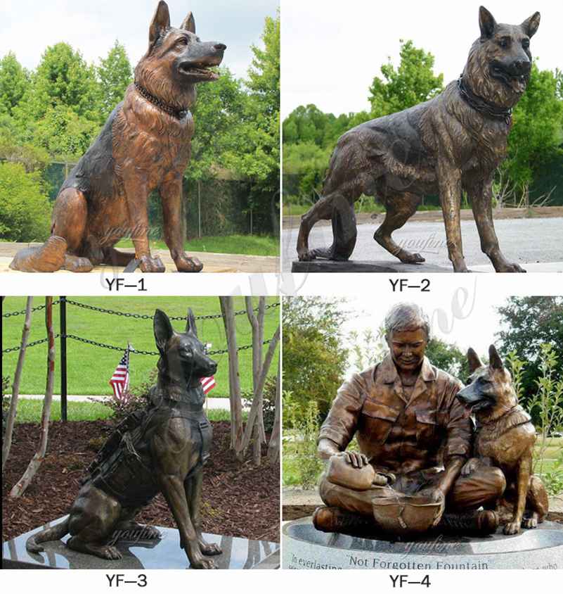 Life Size Bronze German Shepherd Memorial Statue