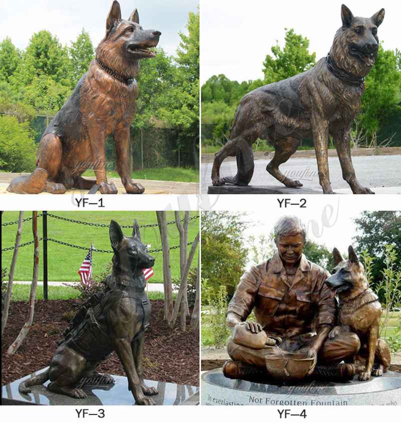 Life Size Bronze German Shepherd Memorial Statue on Sale BOKK-544 - Bronze Animal Sculpture - 2