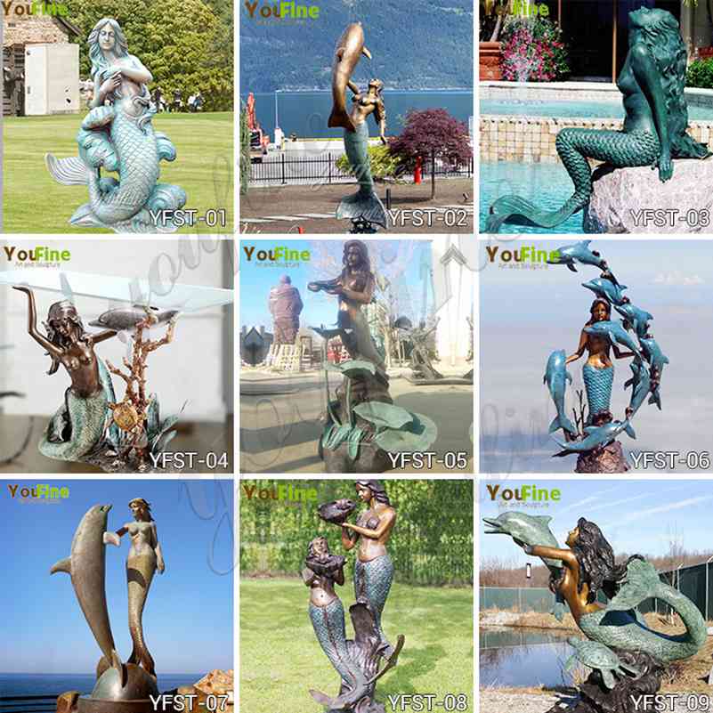 Life-Size Bronze Mermaid Statue for Garden Decor on Discount BOKK-706 - Bronze Classical Sculpture - 15