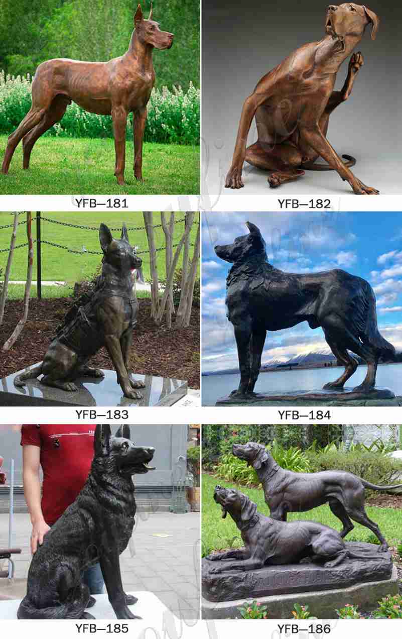 custom made life size bronze dog statue for sale