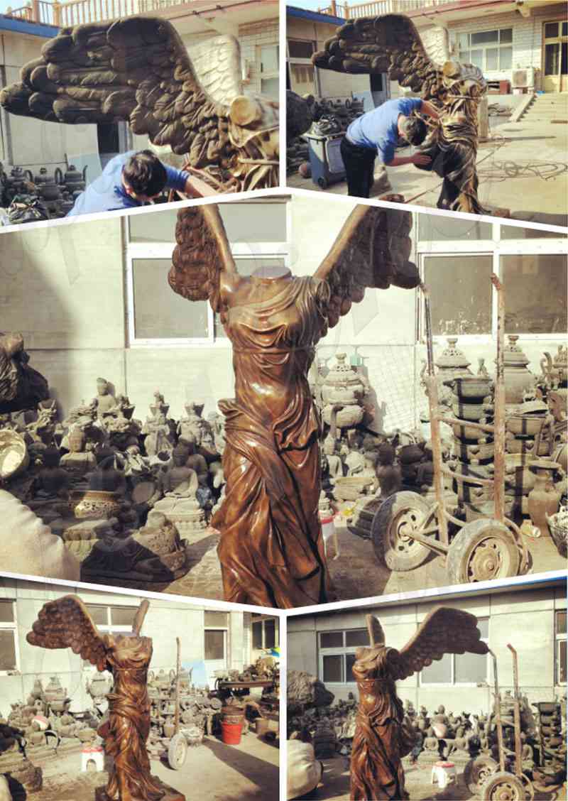 Large Antique Bronze Goddess of Victory Statue Replica for Sale BOKK-702 - Bronze Angel Sculpture - 1