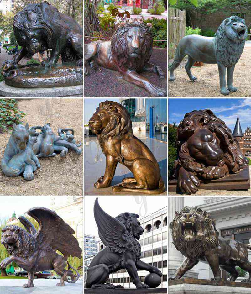 Life Size Antique Bronze Lion Statue for Yard BOKK-253 - Bronze Lion Statues - 3