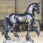 Back view bronze black Friesian horse monument art