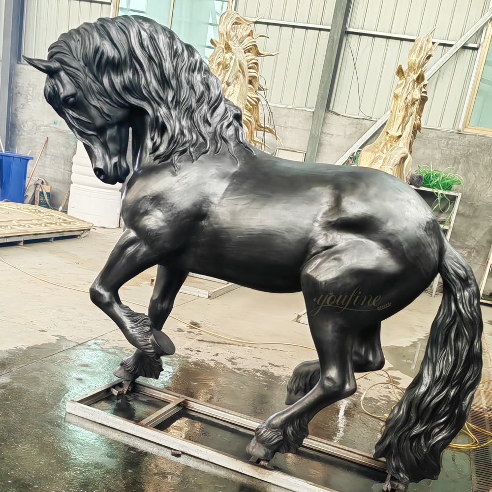 Bronze Friesian Horse Statue Outdoor Decor