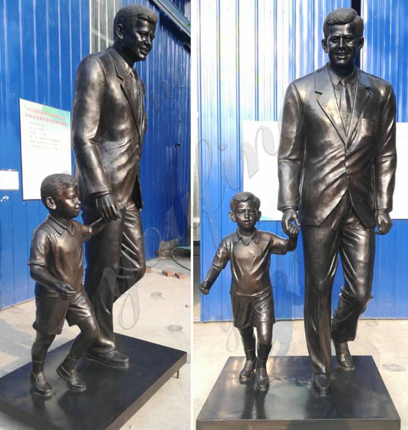 Custom Life Size Bronze John Fitzgerald Kennedy with Child Statue for Sale BOKK-512 - Bronze Classical Sculpture - 3