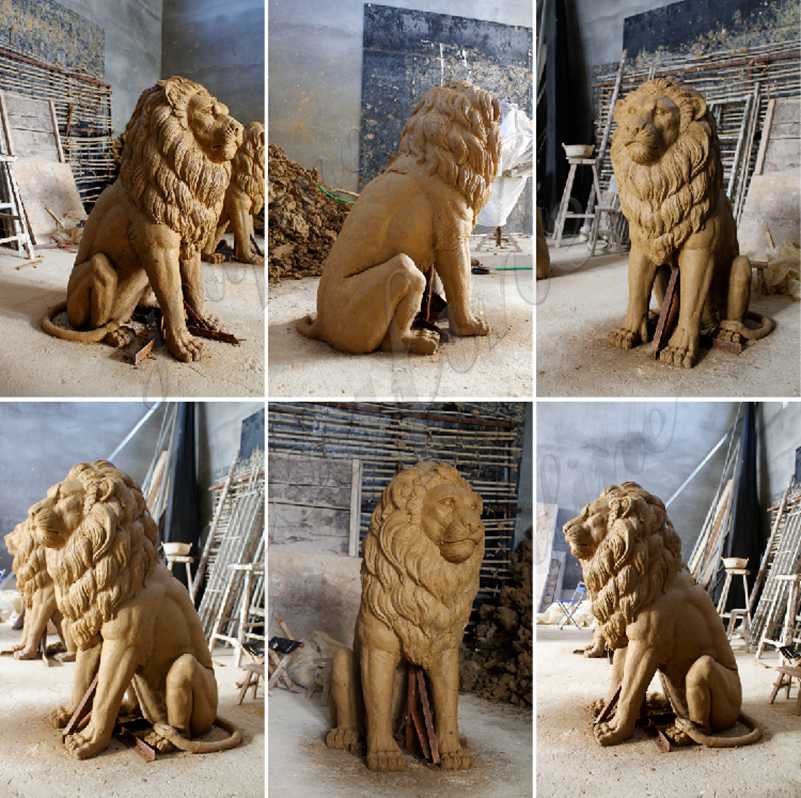 Bronze Squatting Lion Statue Outdoor for Sale