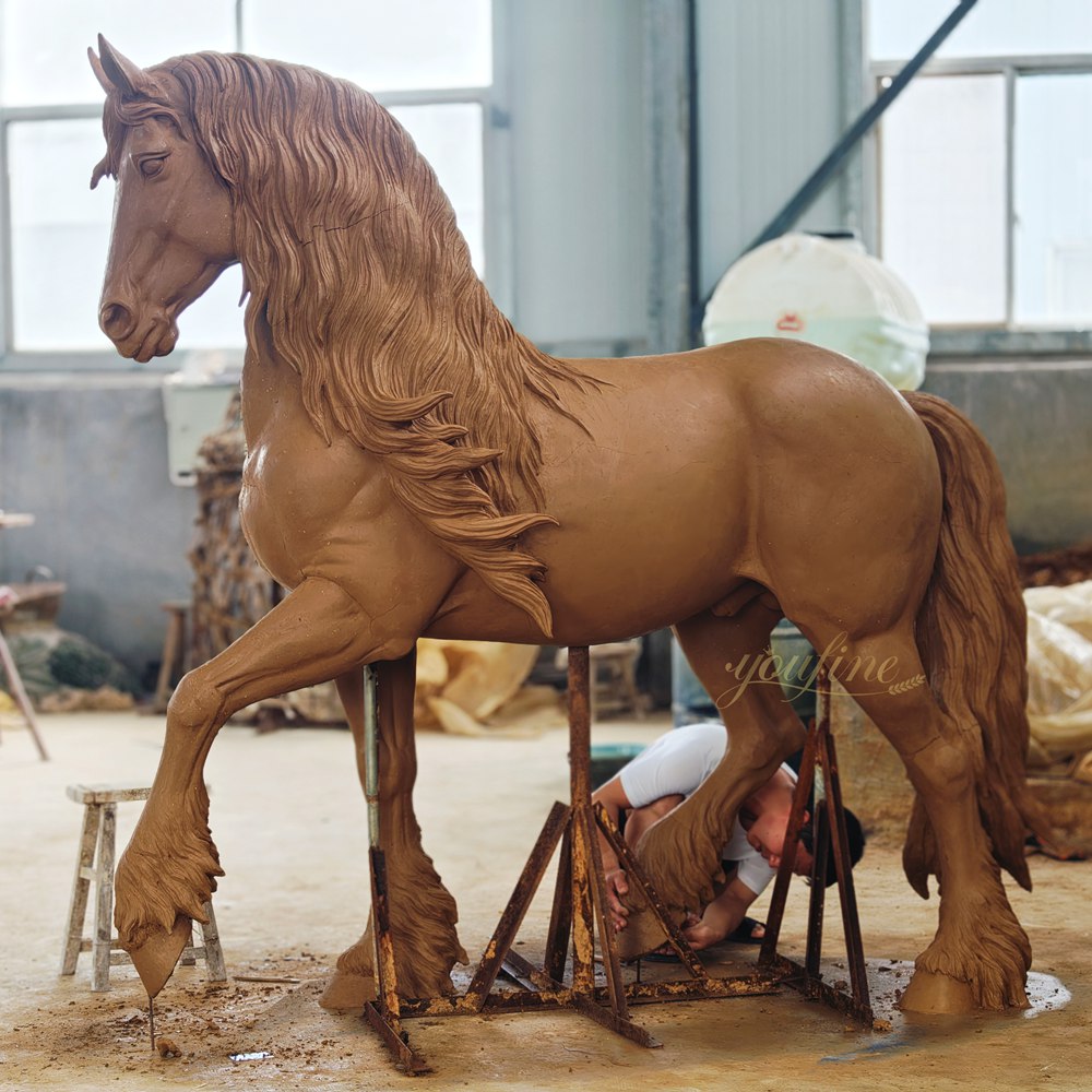 Clay model Friesian horse sculpture