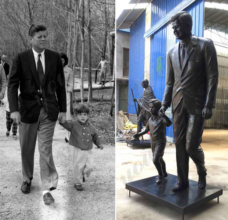 Custom Life Size Bronze John Fitzgerald Kennedy with Child Statue for Sale BOKK-512 - Bronze Classical Sculpture - 2