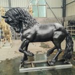 Large bronze Friesian horse statue black finish