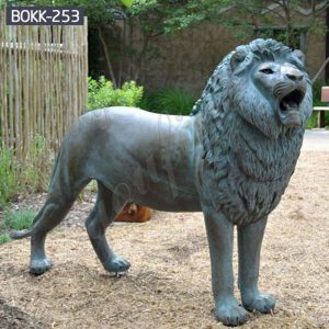 Life Size Antique Bronze Lion Statue for Yard BOKK-253