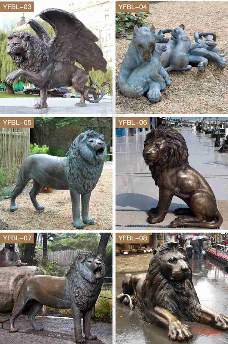 Life Size Antique Bronze Lion Statue for Yard BOKK-253 - Bronze Lion Statues - 7